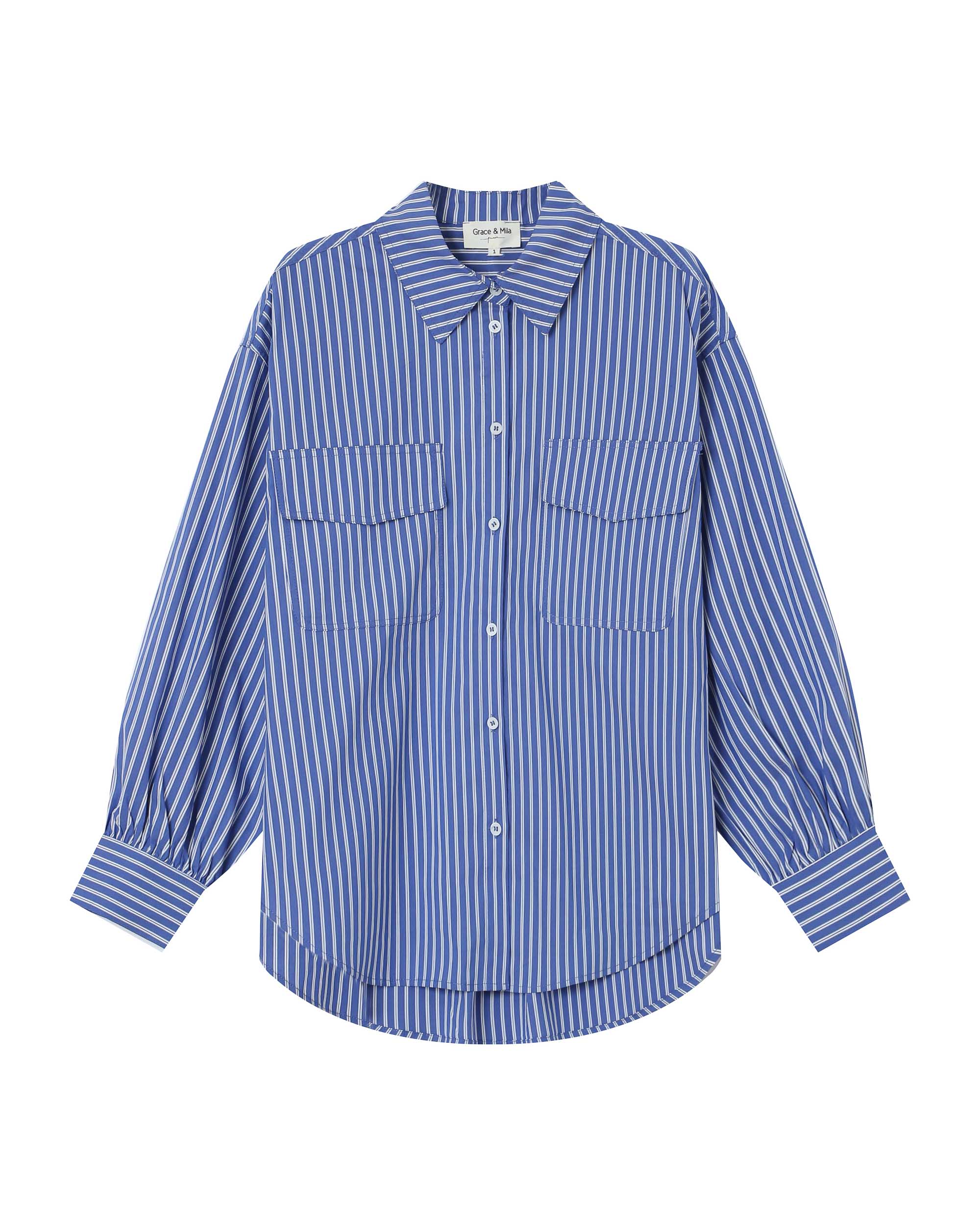 Chemise A Rayures Bleu Fossile Sorbet