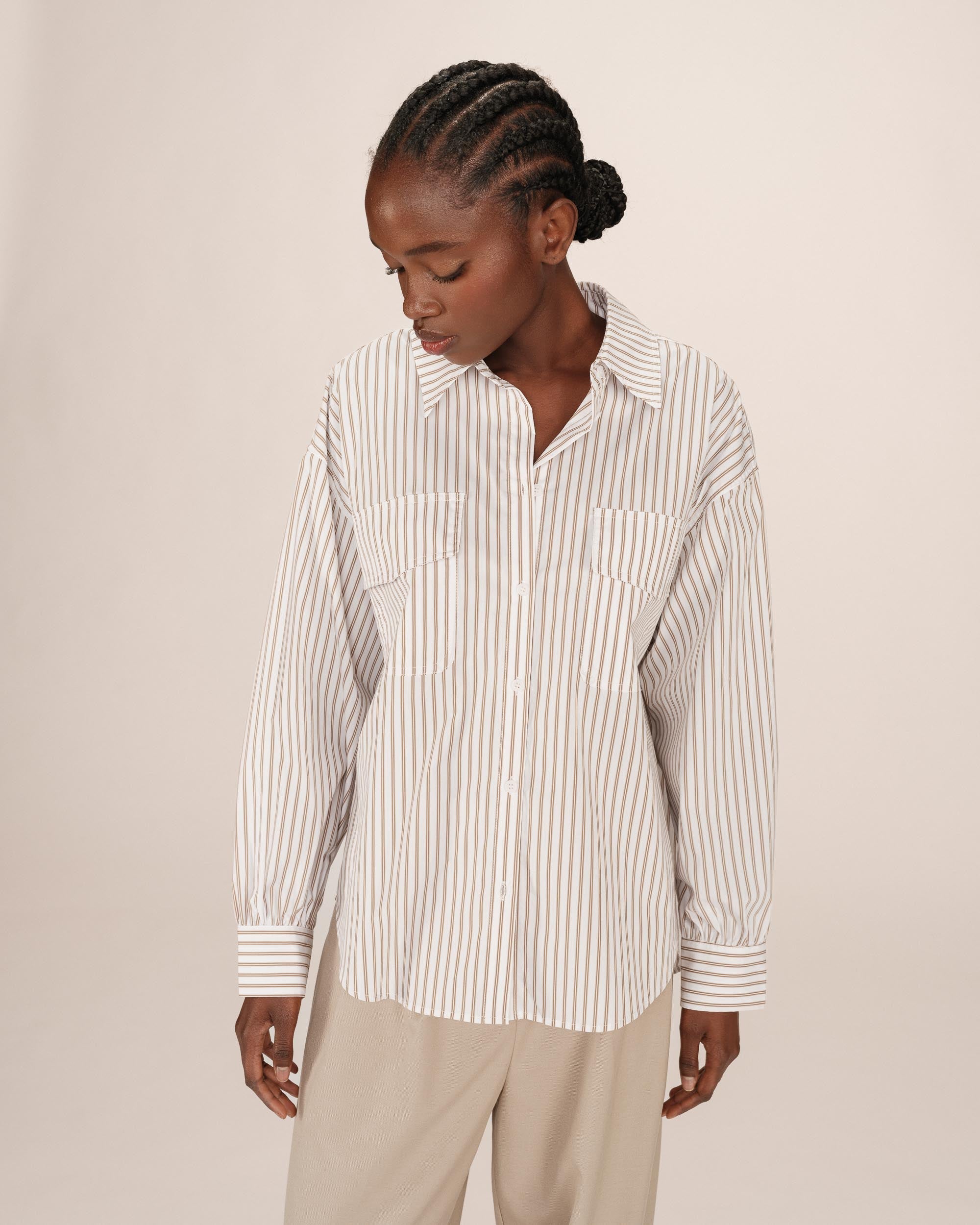 Chemise A Rayures Greige Sorbet