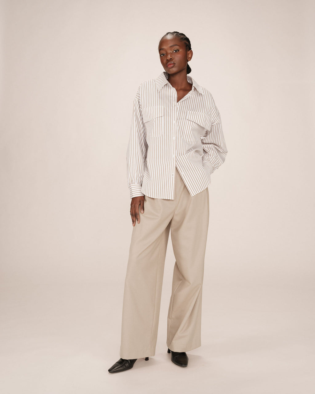 Chemise A Rayures Greige Sorbet