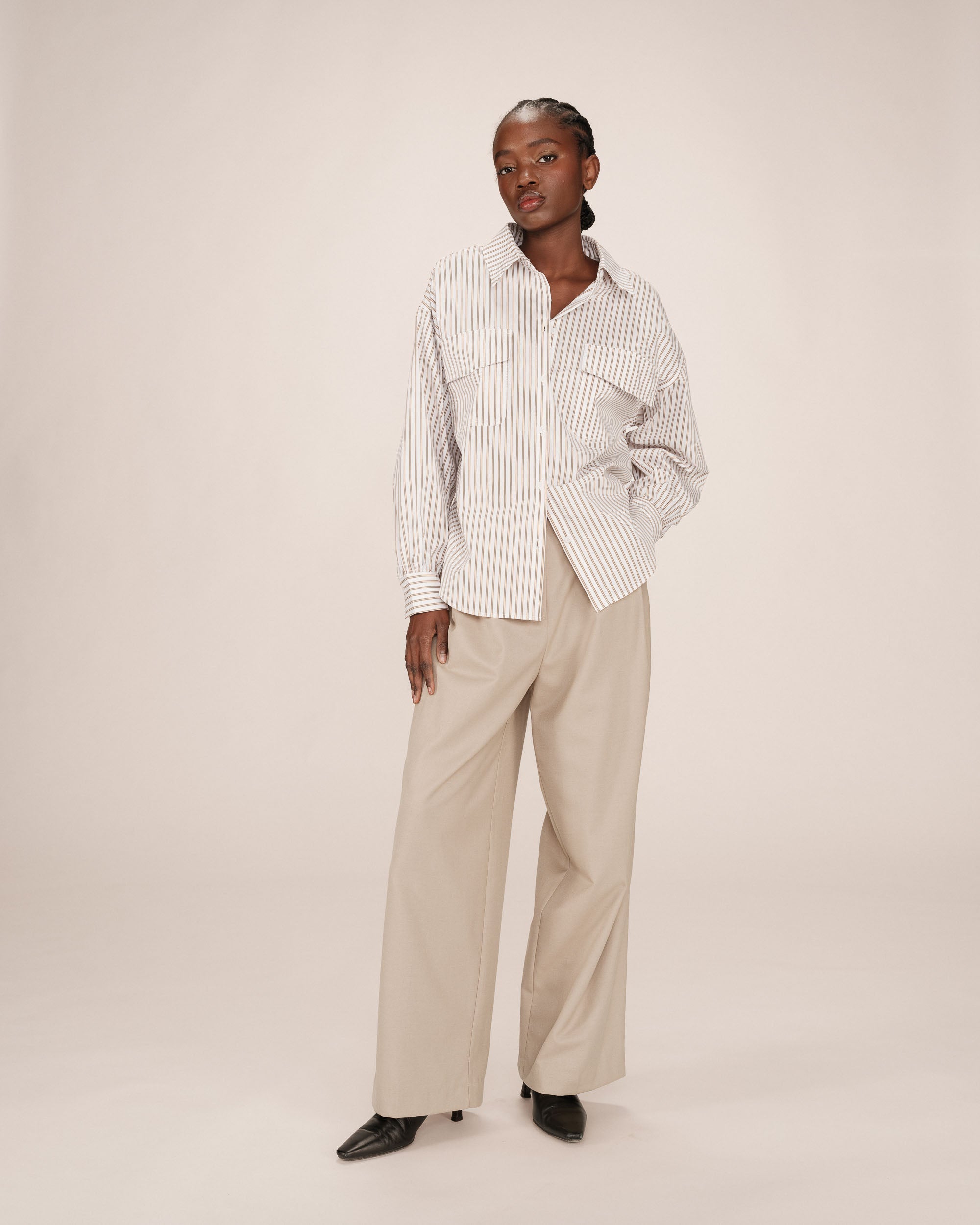 Chemise A Rayures Greige Sorbet