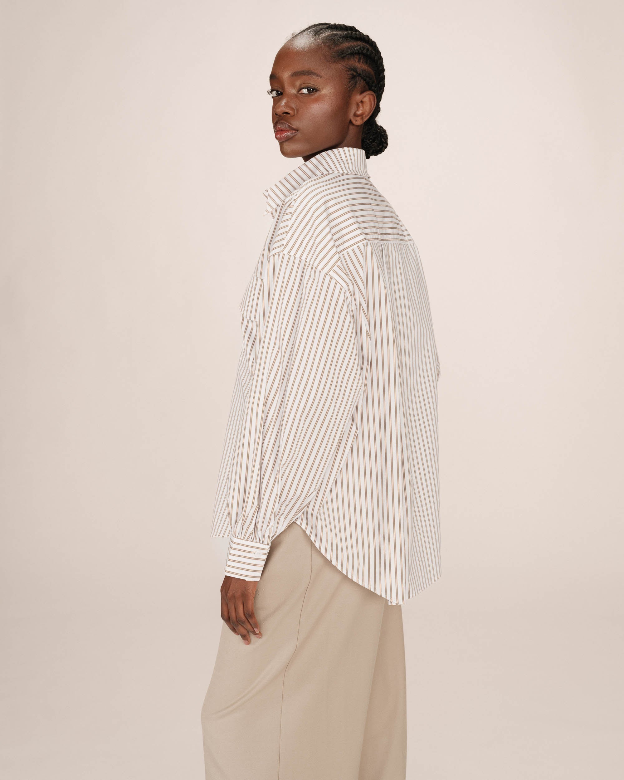 Chemise A Rayures Greige Sorbet