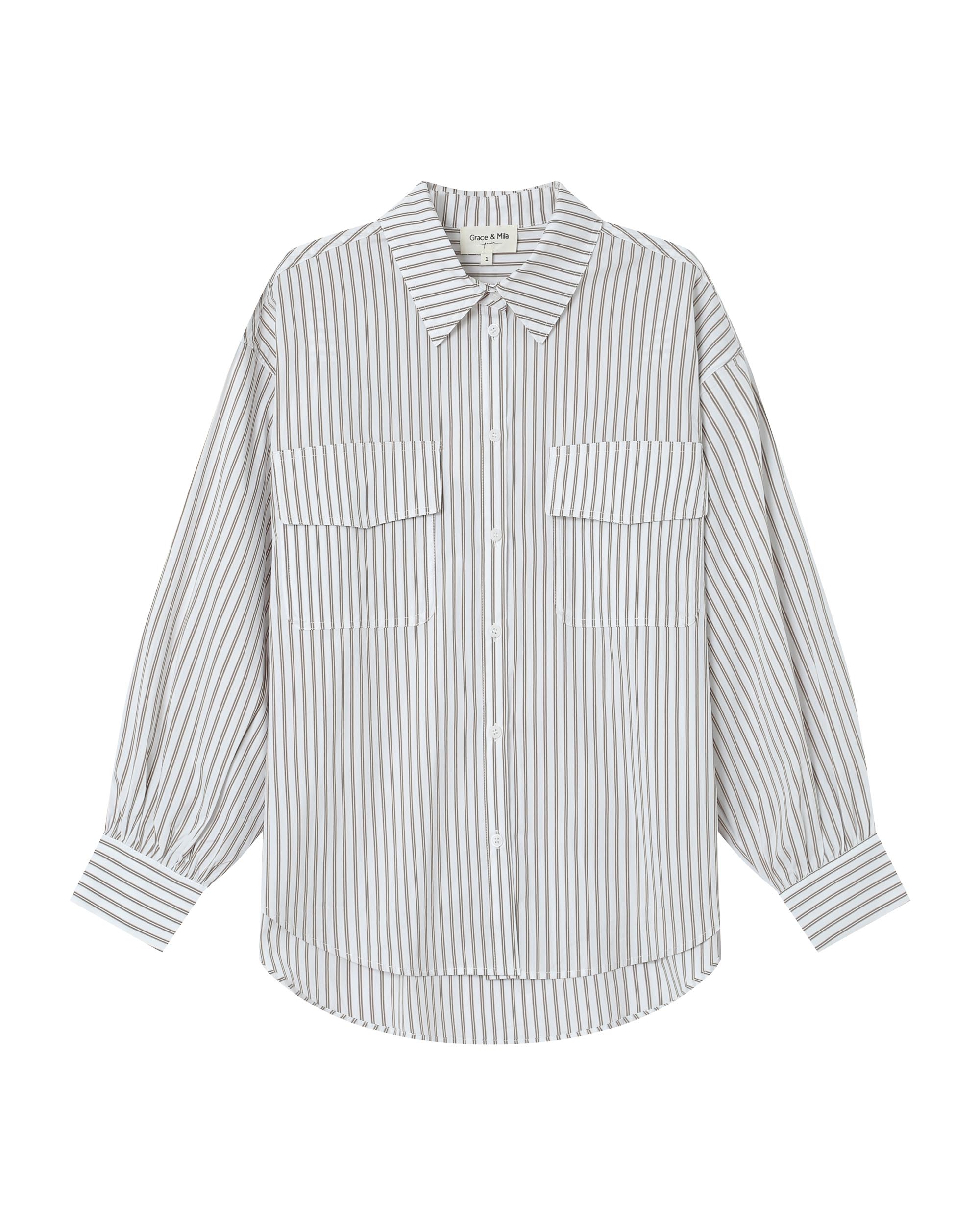 Chemise A Rayures Greige Sorbet