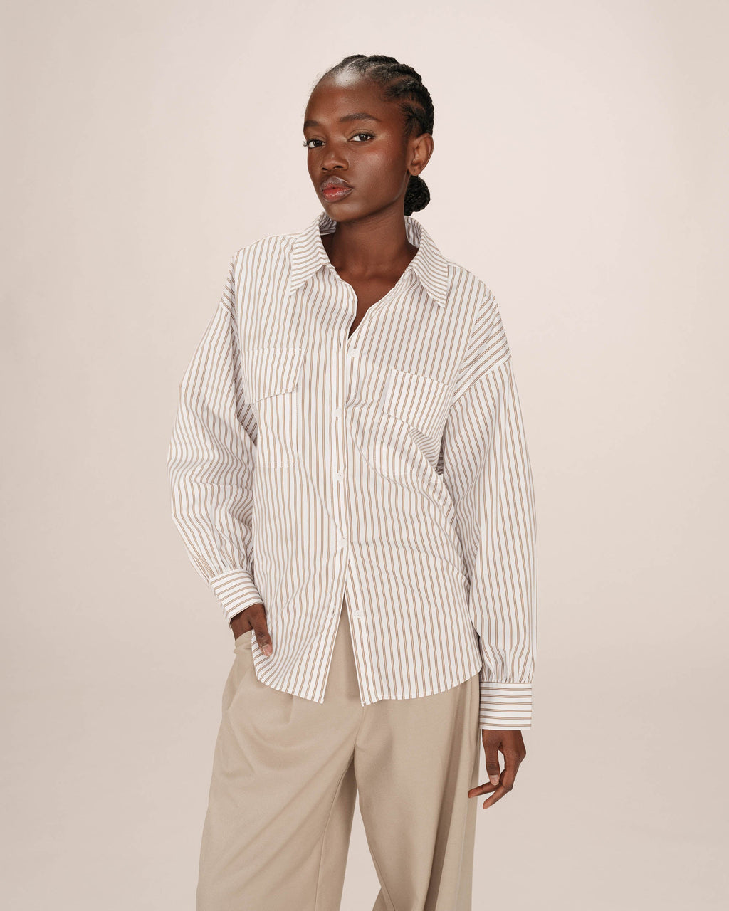 Chemise A Rayures Greige Sorbet