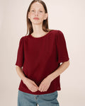 Fluid Round-Neck Top Bordeaux Shine