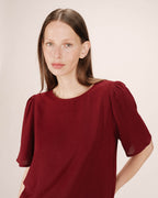 Fluid Round-Neck Top Bordeaux Shine