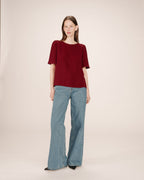 Fluid Round-Neck Top Bordeaux Shine