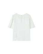 Top Fluide Col Rond Ivoire Shine