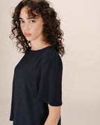 Top Fluide Col Rond Marine Shine