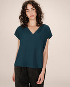 Fluid V-Neck Top Emerald Season
