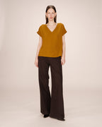 Fluid V-Neck Top Ochre Season
