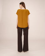 Fluid V-Neck Top Ochre Season
