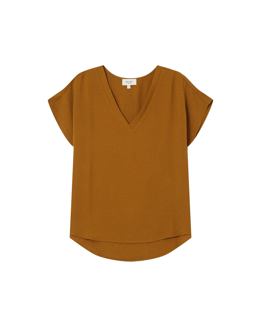 Fluid V-Neck Top Ochre Season