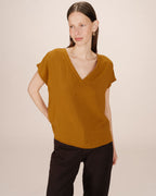 Fluid V-Neck Top Ochre Season
