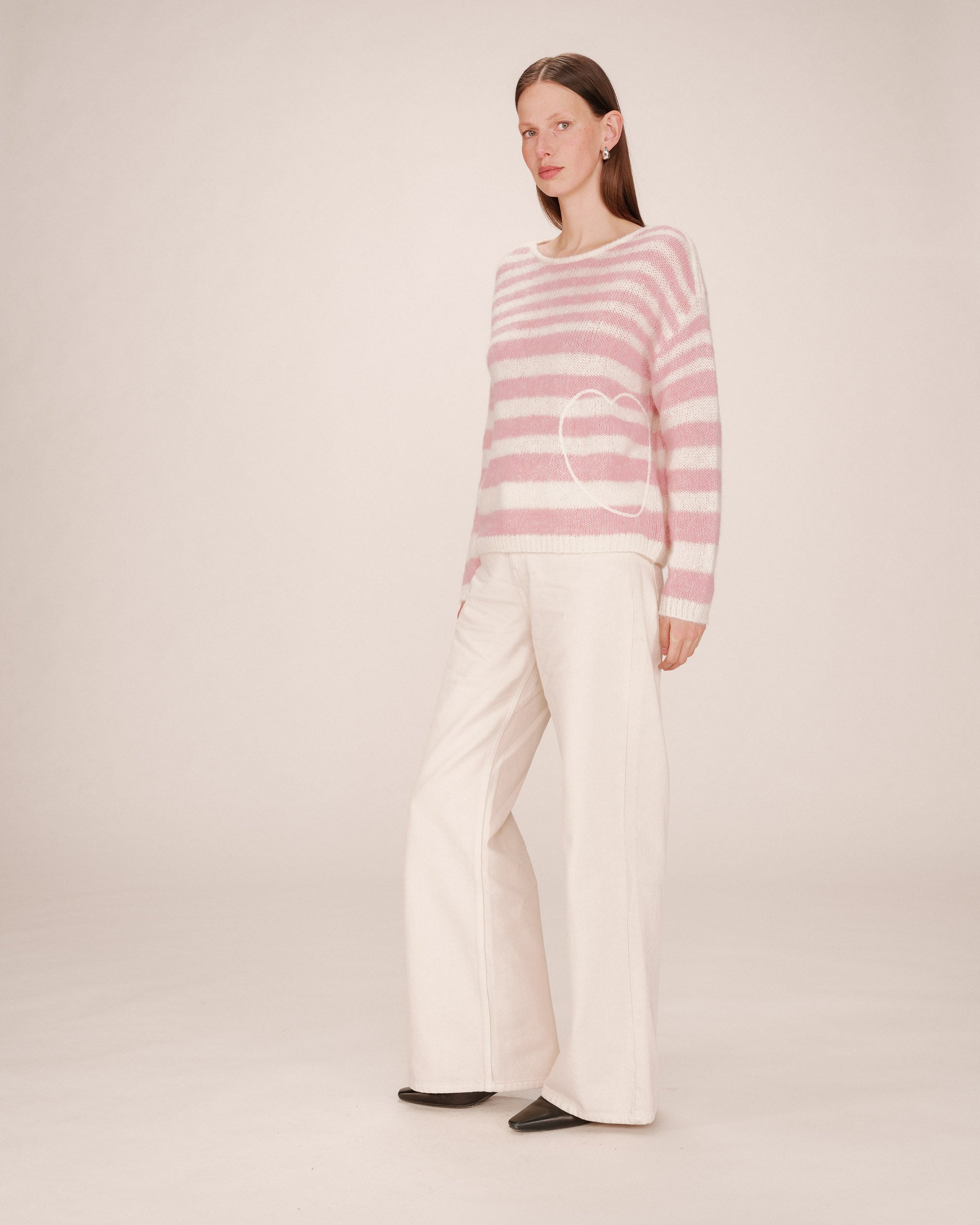 Pull A Rayures Cristal Rose Sand