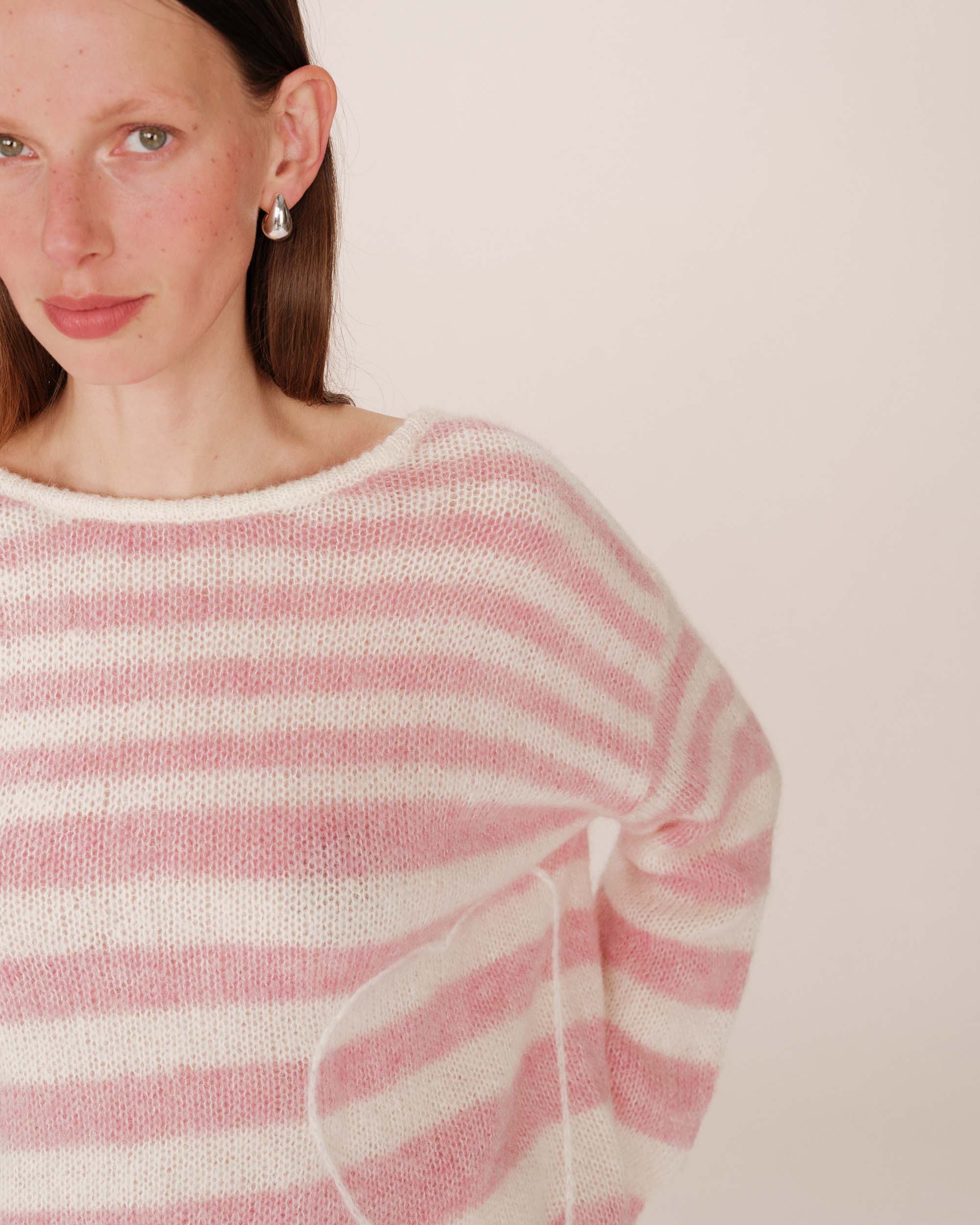 Pull A Rayures Cristal Rose Sand