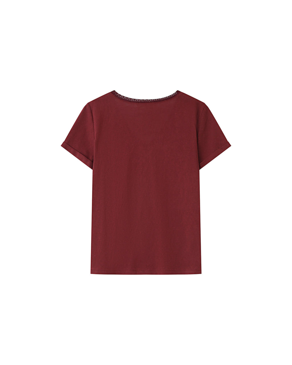 T-Shirt Col V Bordeaux Space