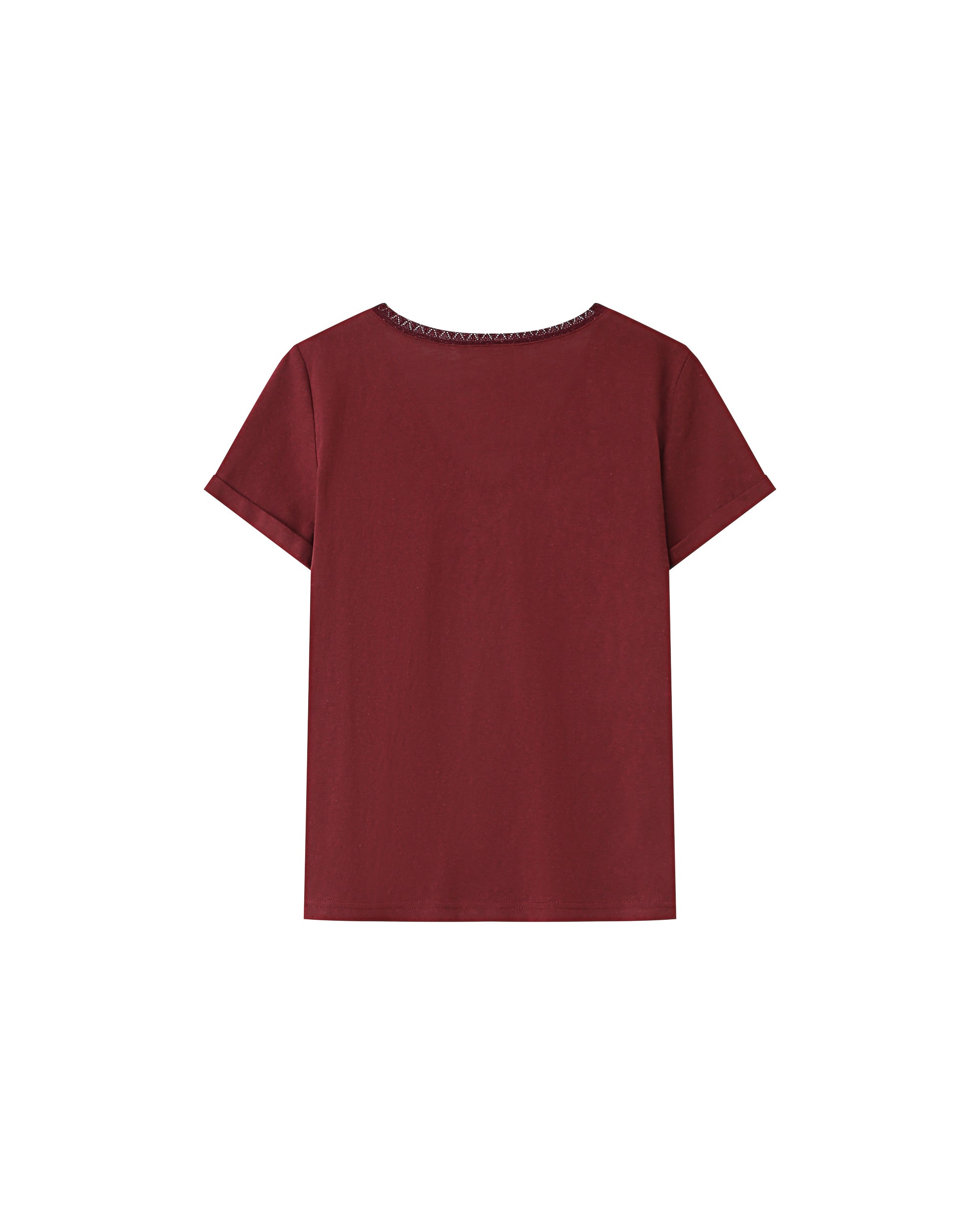 T-Shirt Col V Bordeaux Space