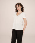 Ivory V-Neck T-Shirt Space