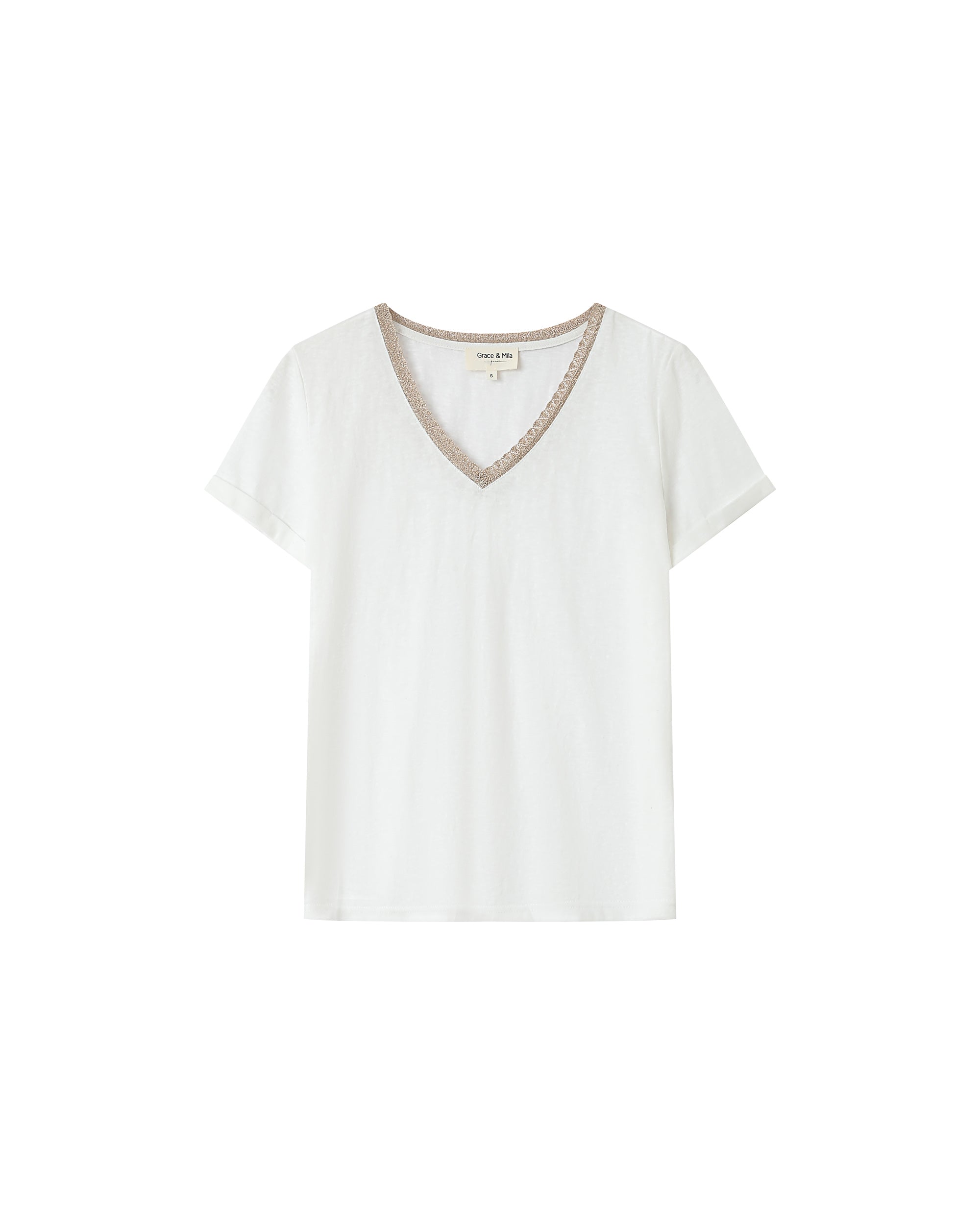 Ivory V-Neck T-Shirt Space