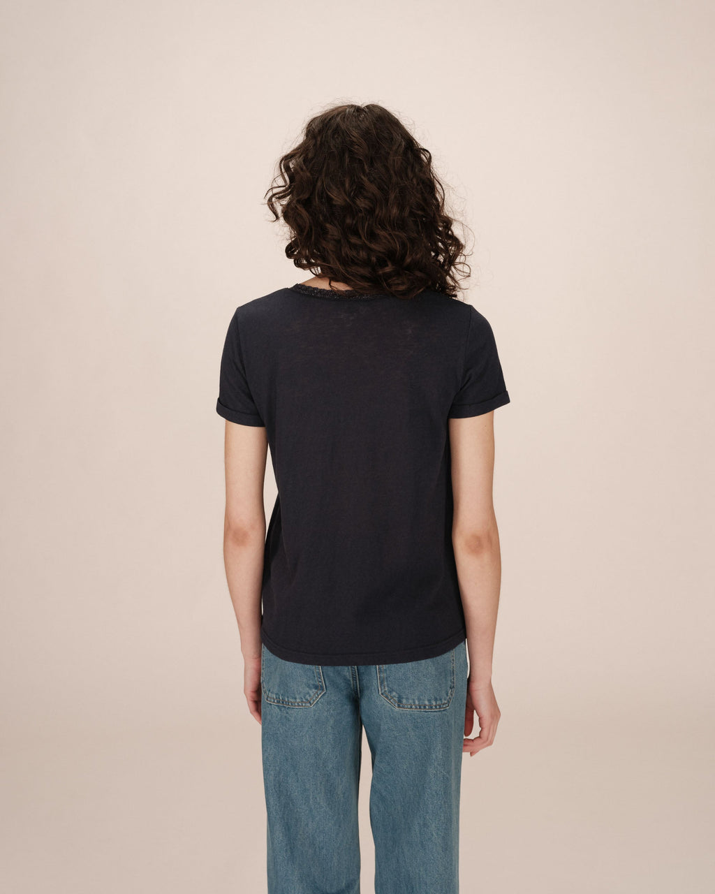 Navy V-Neck T-Shirt Space
