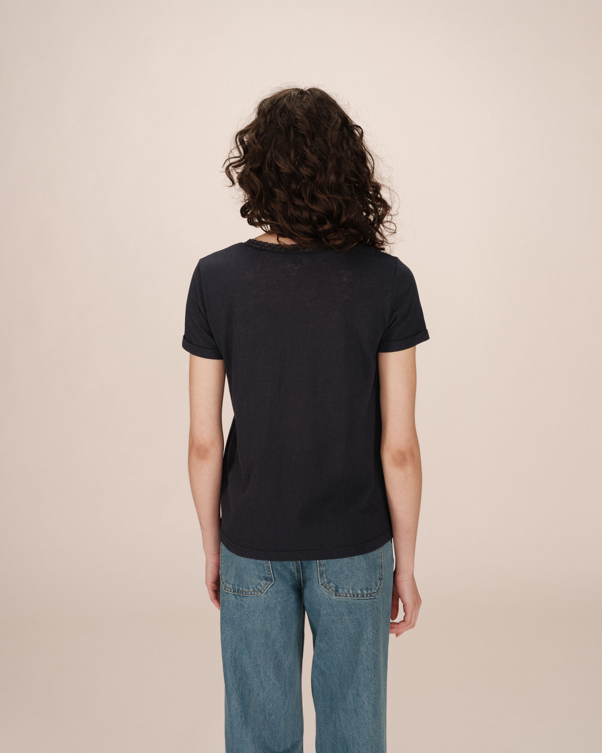Navy V-Neck T-Shirt Space