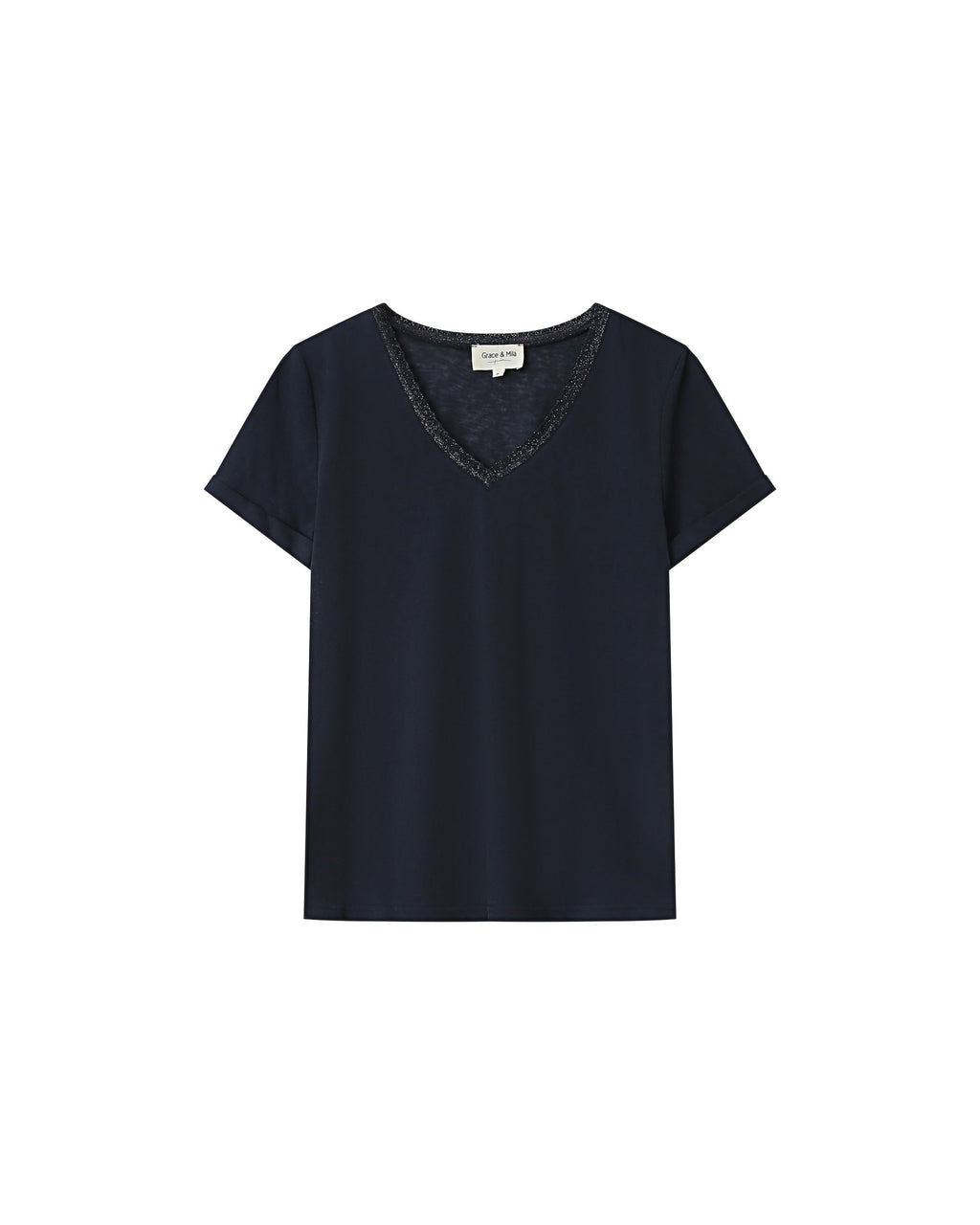 Navy V-Neck T-Shirt Space