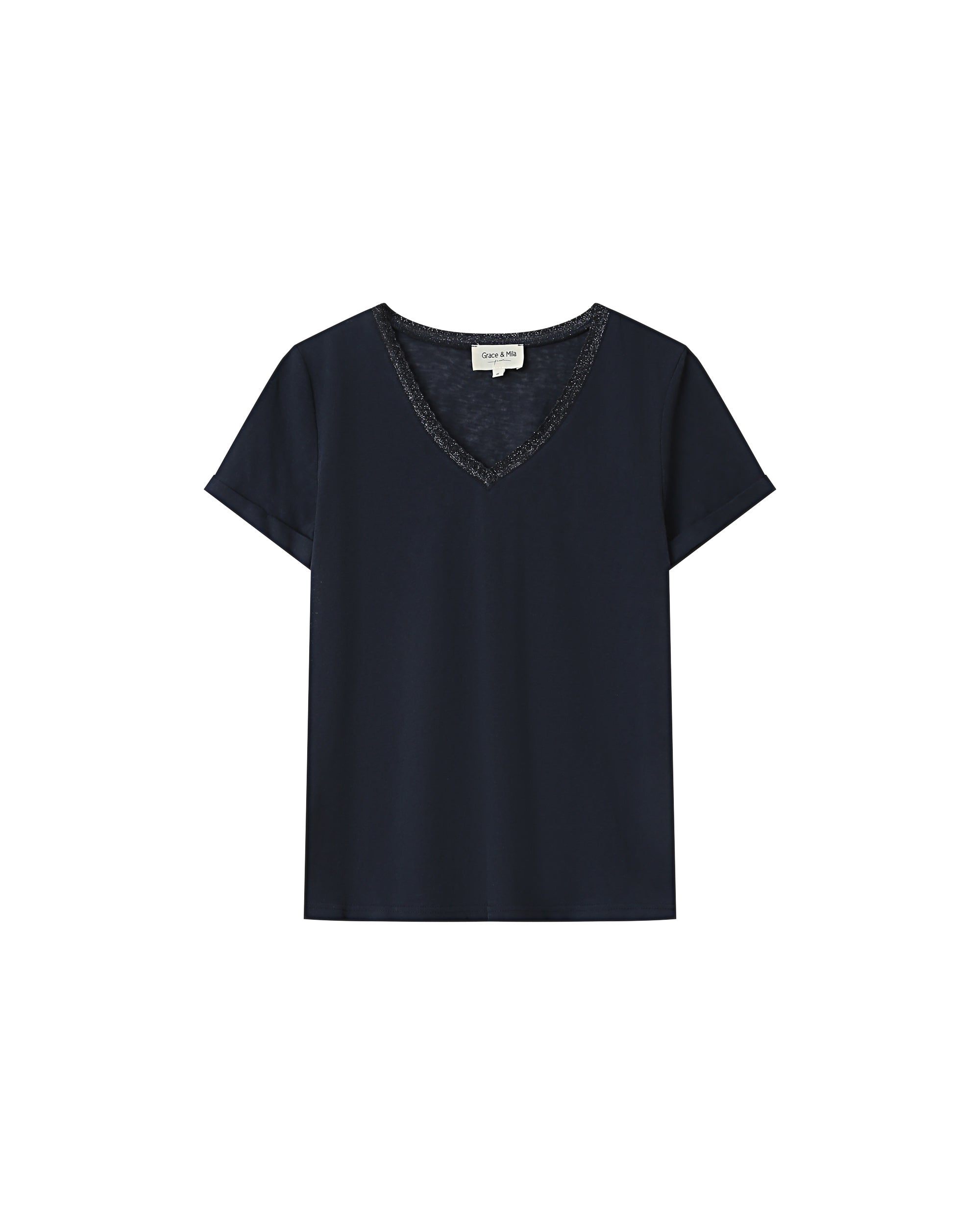 Navy V-Neck T-Shirt Space