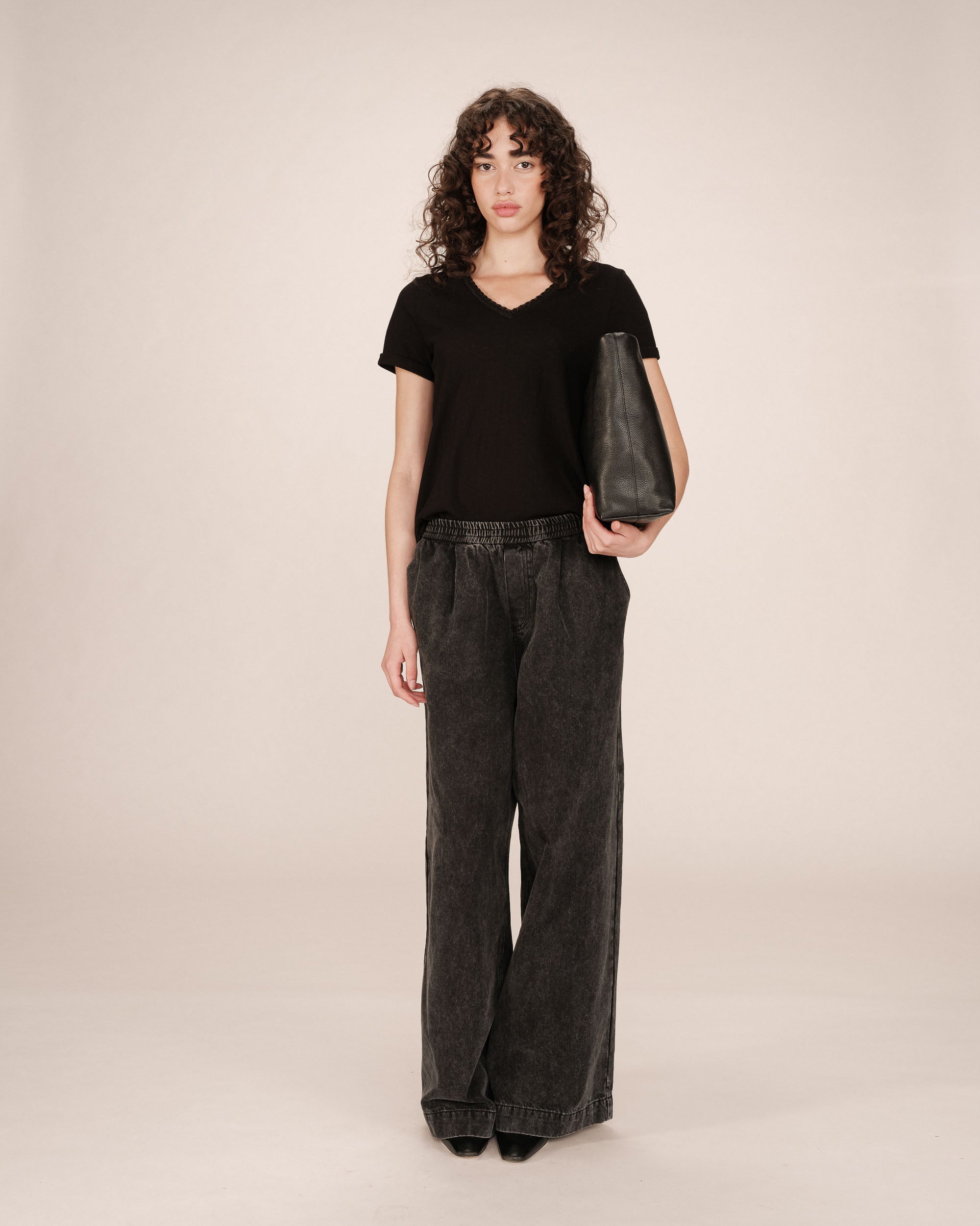 Black V-Neck T-Shirt Space