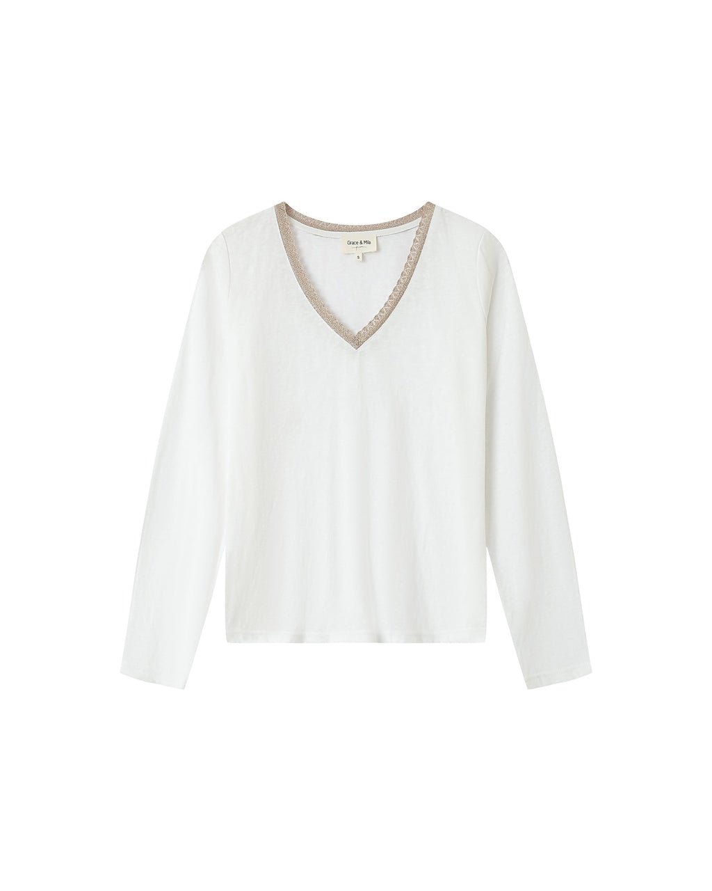 T-Shirt Col V Ivoire Selton