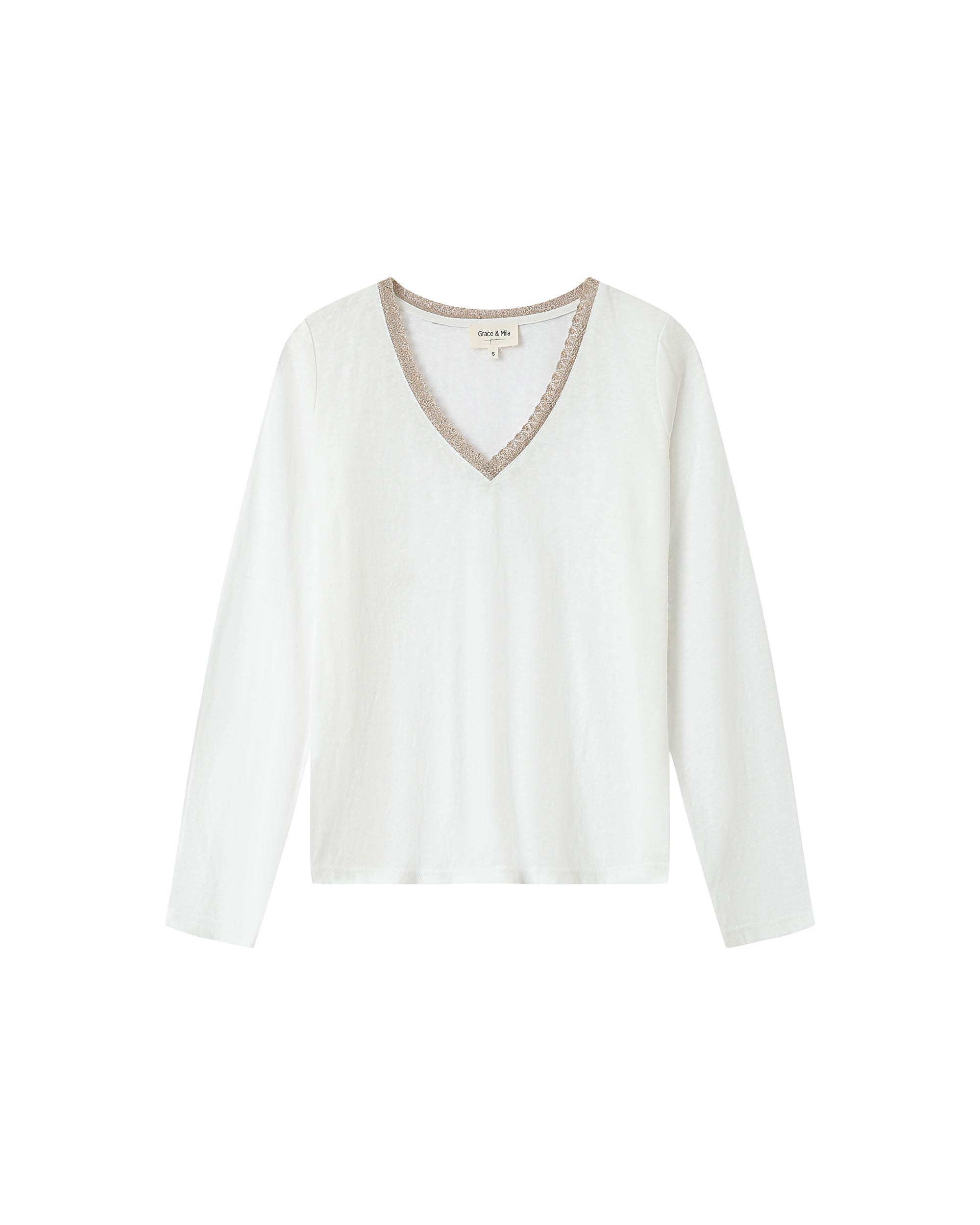 T-Shirt Col V Ivoire Selton