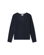 T-Shirt Col V Marine Selton