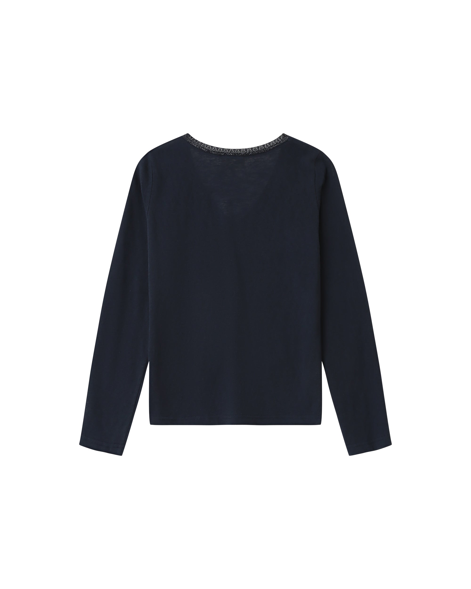 T-Shirt Col V Marine Selton