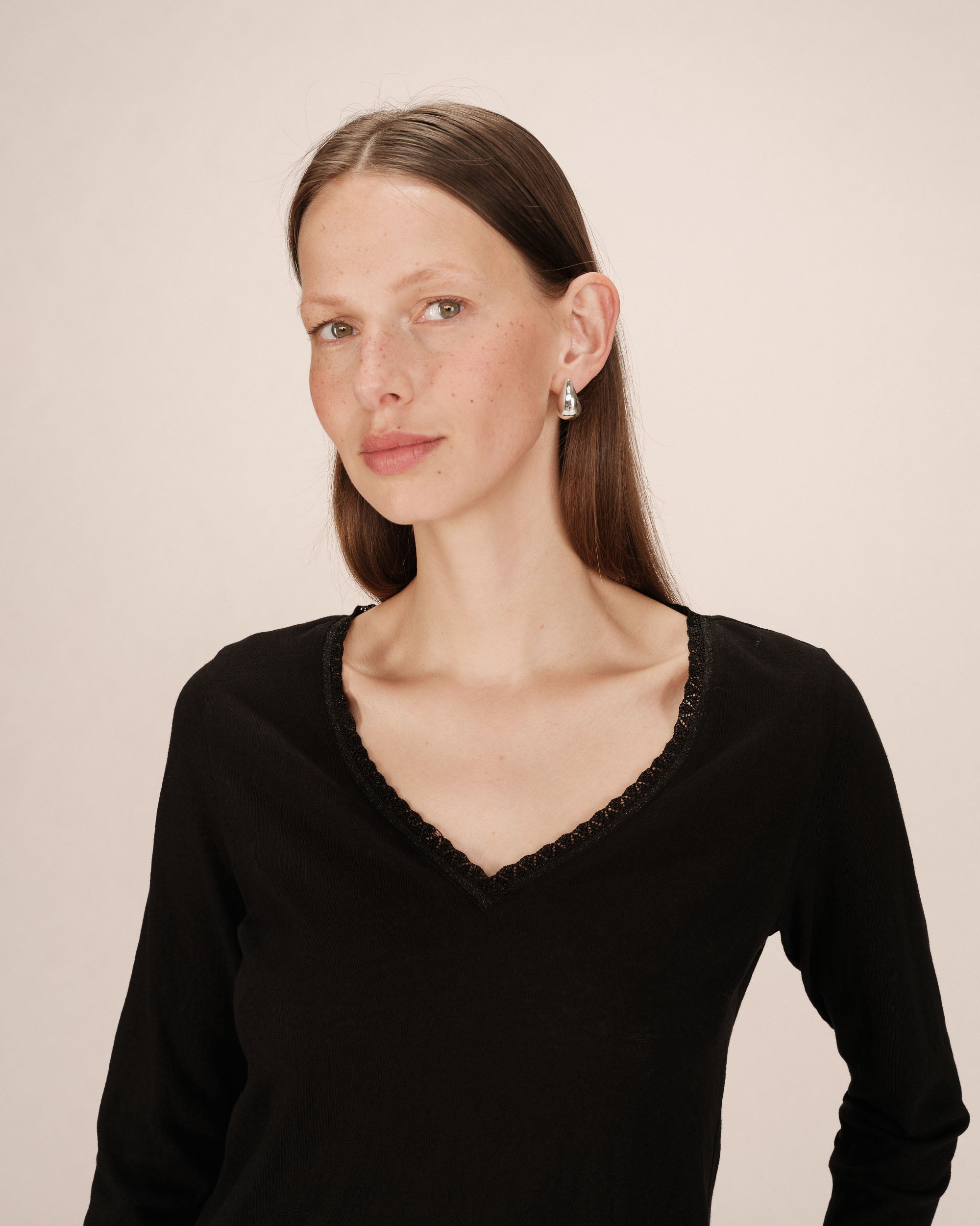 T-Shirt Col V Noir Selton