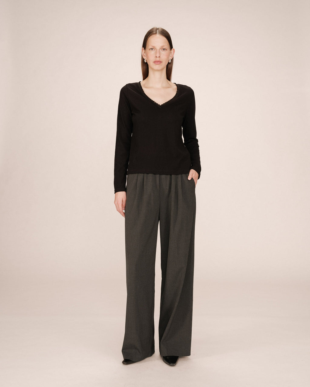 T-Shirt Col V Noir Selton