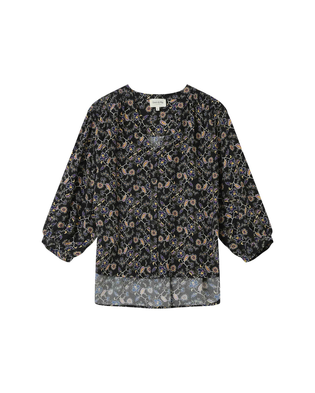 Floral Print Blouse Black Secrete