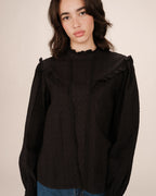 Frill Blouse Black Seduisante