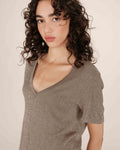 T-Shirt Col V Greige Stardust