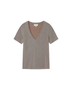 T-Shirt Col V Greige Stardust
