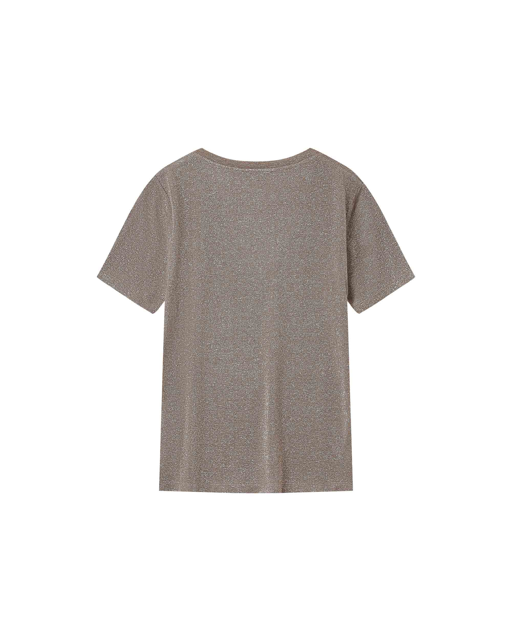 T-Shirt Col V Greige Stardust