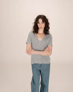 T-Shirt Col V Gris Stardust