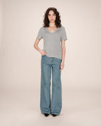 T-Shirt Col V Gris Stardust