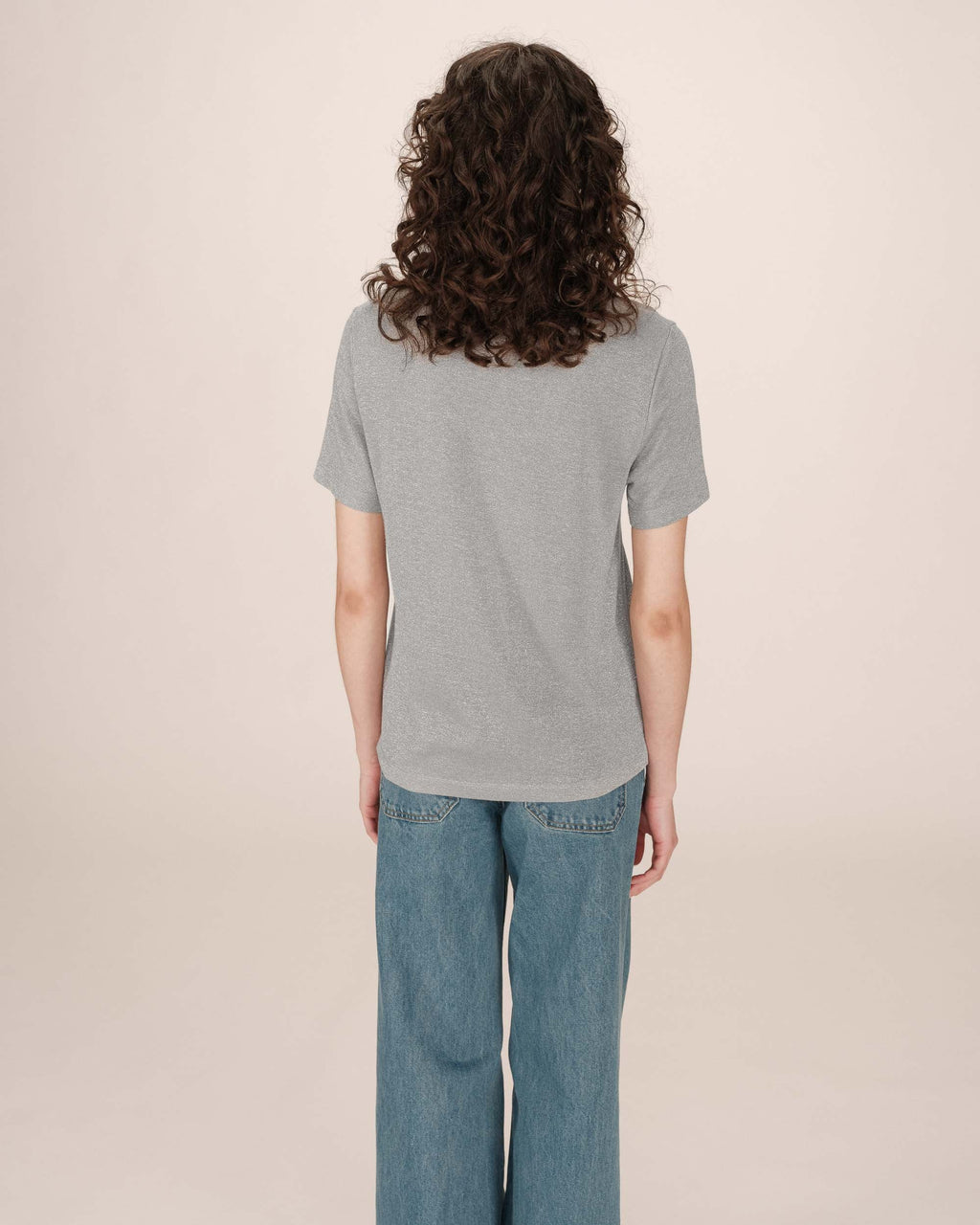 T-Shirt Col V Gris Stardust