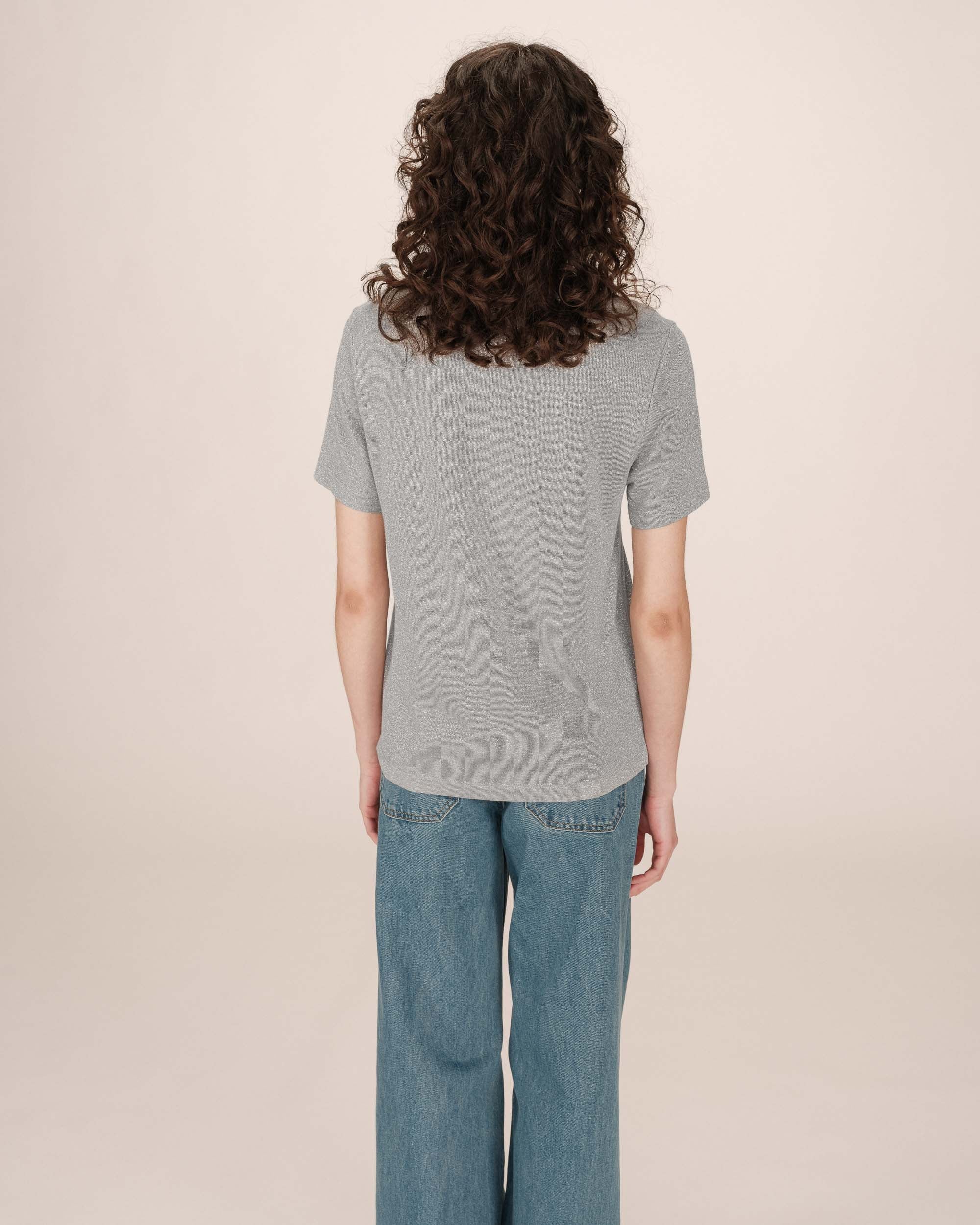 T-Shirt Col V Gris Stardust