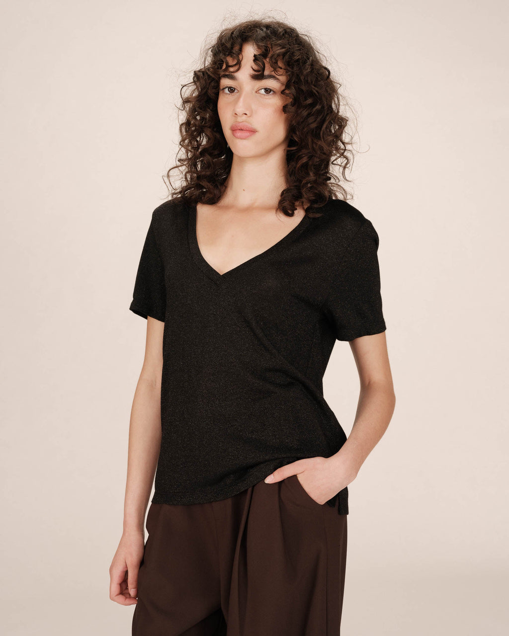 Black V-Neck T-Shirt Stardust