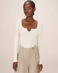 Pull Encolure Fendue Ecru Salem