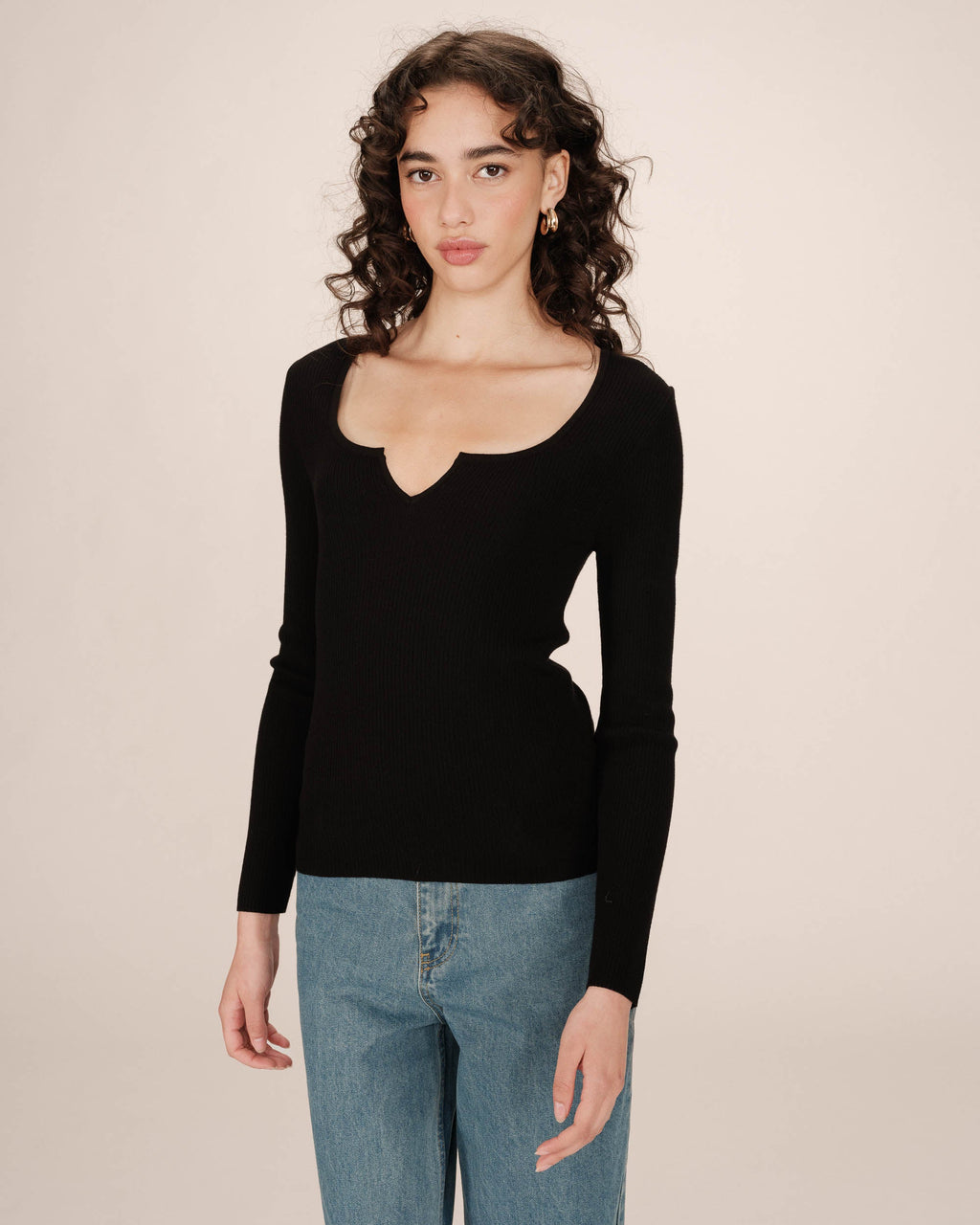 Black Slit-Neckline Jumper Salem