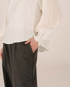 Ecru Tied Neck Blouse Serinda