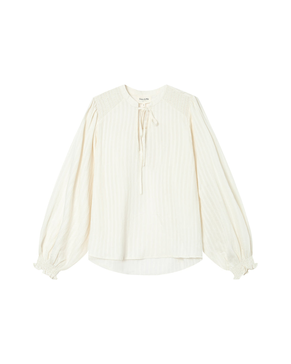 Ecru Tied Neck Blouse Serinda