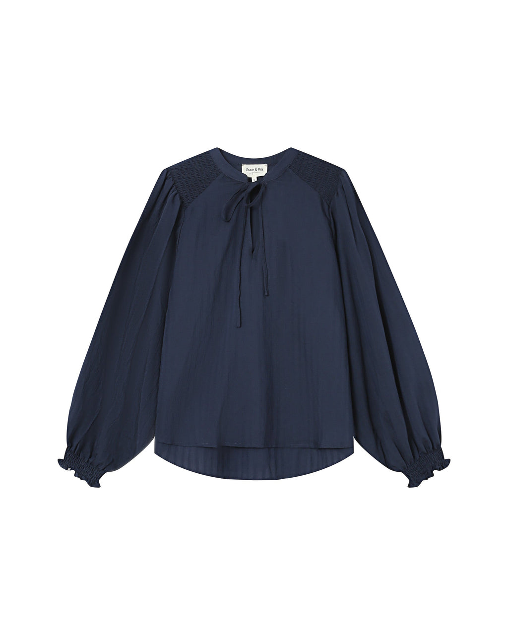 Navy Tie-Neck Blouse Serinda