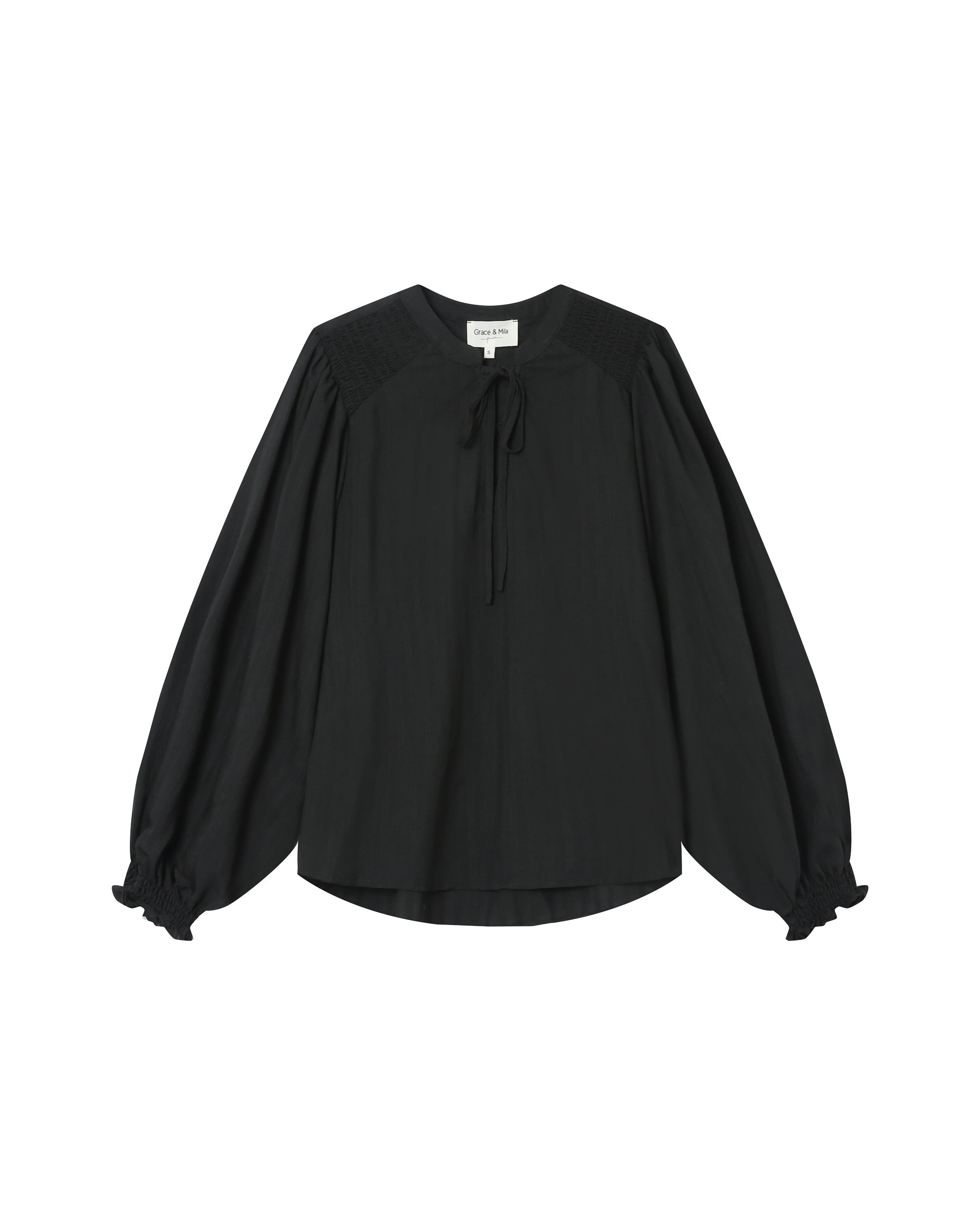 Blouse Col Noué Noir Serinda